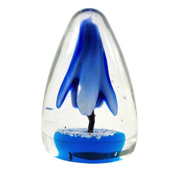 Blue Flower Glass Heavy Paperweight Decorative and Collectible - Picture 5 of 9